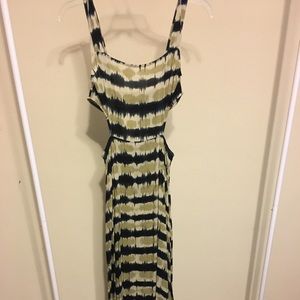 Tie-dyed navy/beige maxi dress